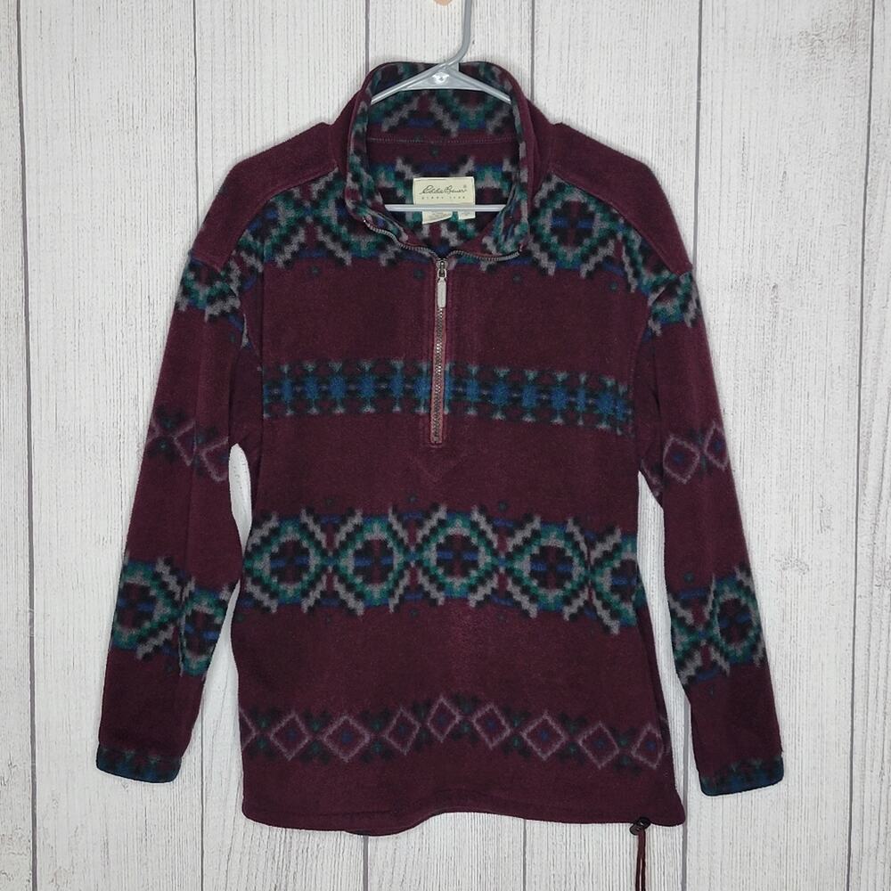 Vintage Eddie Bauer Fleece Aztec 3/4 Zip Pullover, size XS